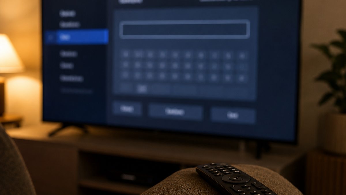 Television screen showing a sideloading app with a URL field ready for input